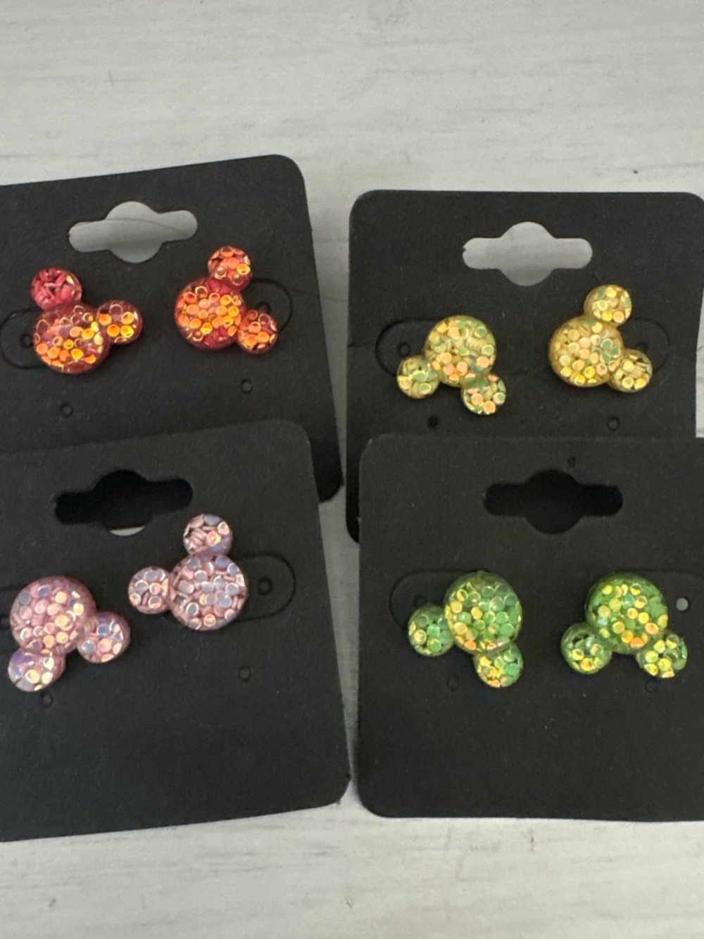 Disney Sequin Mickey Stud Earrings - Orange, Yellow, Pink, Green